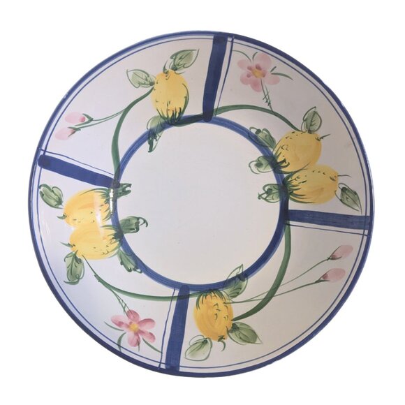 Vintage Hand Painted Ceramic Salad Serving Bowl #744 12" Lemon Motif MCM - Picture 4 of 12